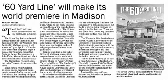 '60 Yard Line' will make its world premiere in Madison - 