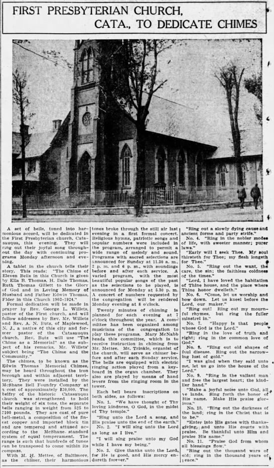Chime of First Presbyterian Church, Catasauqua PA - 