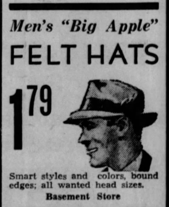 Big Apple hat (1939). - 