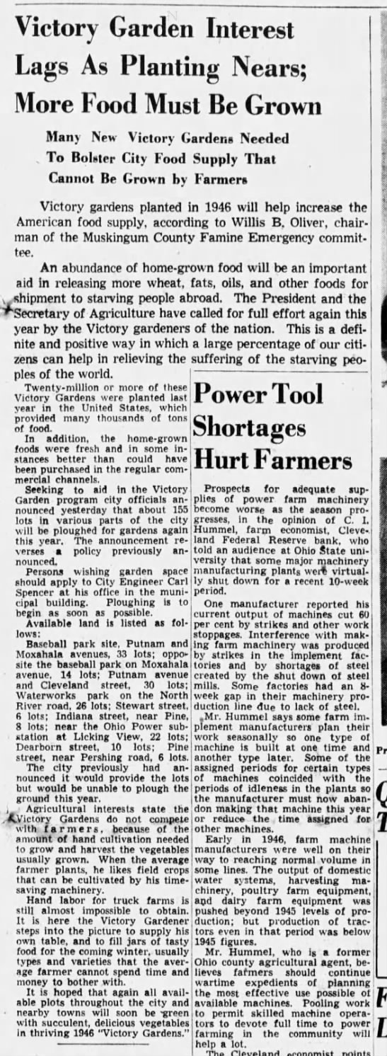 Victory garden interest lags as planting nears, 1946 - 