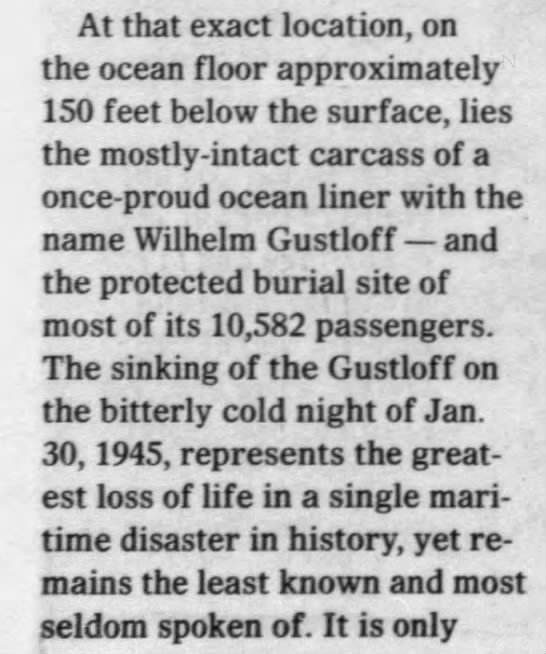 Wilhelm Gustloff is the burial place for more than 10,000 - 