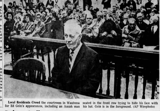 Photo of Ed Gein at his 1968 preliminary hearing - 