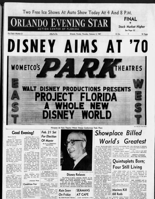 Florida's Disney World expected to open in 1970 or 1971 - 