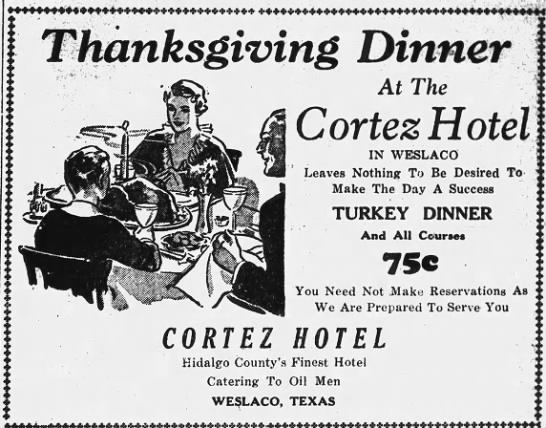 Thanksgiving Dinner at Cortez Hotel $0.75 - 