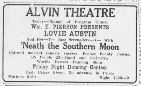 1926 ad for jazz pianist Lovie Austin - 