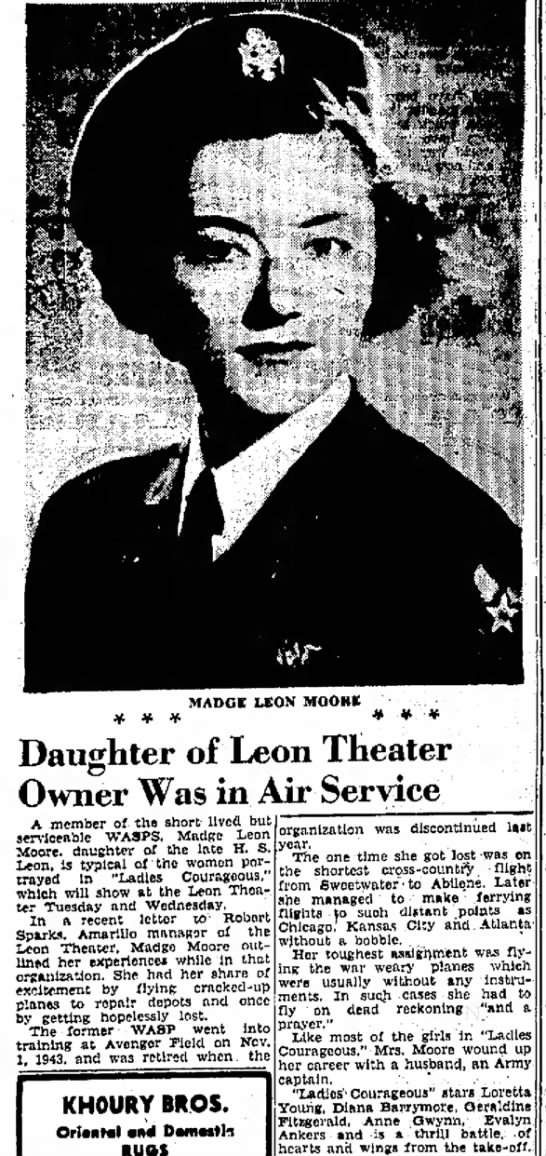 Madge Ragan Leon, and role as a WASP military aviator during WWII. - 