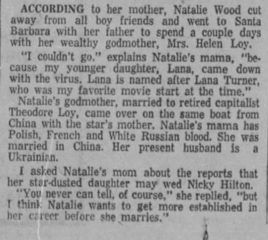 Natalie Wood's sister was named after Lana Turner - 