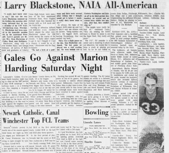 Larry Blackstone, NAIA All-American - 