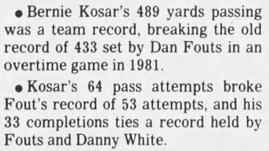 Kosar record, 4 Jan 1987 - 