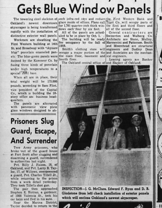 New Oakland Skylscraper - Oakland Tribune July 24, 1957 - 