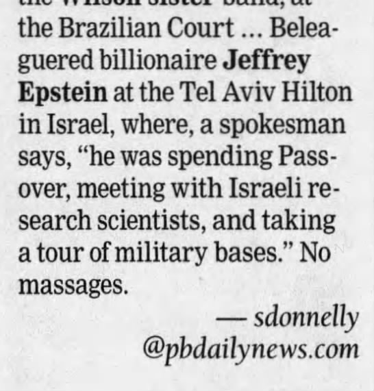 Jeffrey Epstein - Military Base Tel Aviv Hilton 2008 - 
