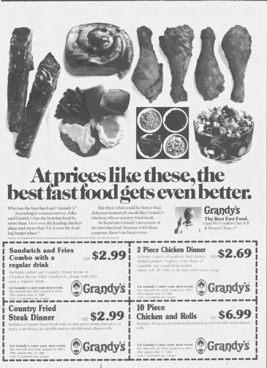 Grandy's Full-Page Ad 1988 - 
