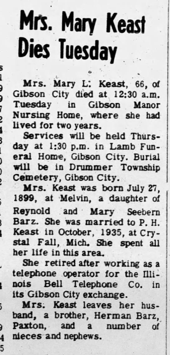 Mary Keast obituary - 