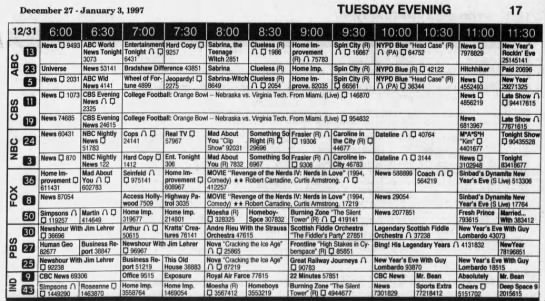 Last night of scheduled ABC programming over WAKC-TV channel 23, December 31, 1996 - 