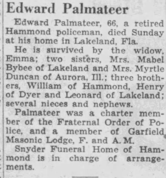 Obituary for Edward Palmateer (Aged 66) - 