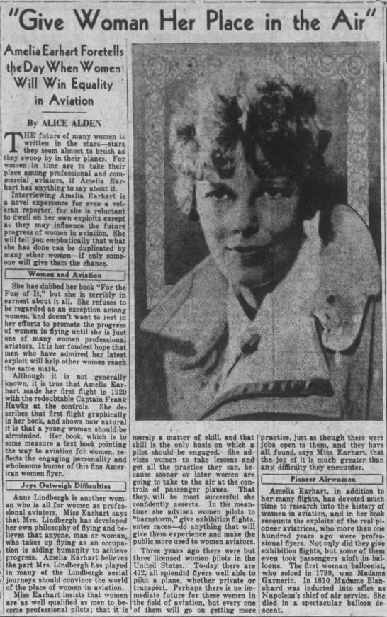 Interview with Amelia Earhart about women in aviation - 