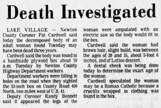 Lady in the Box murder from April 24, 1980 - 