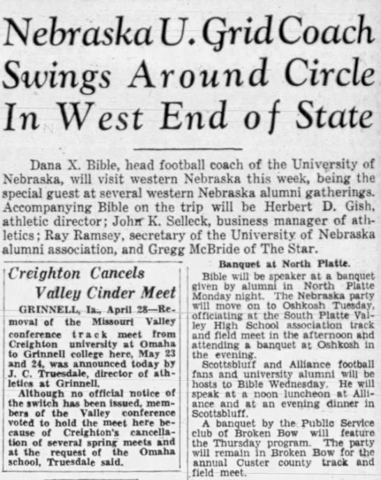 1930 Dana Bible tour of western Nebraska - 