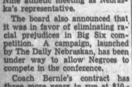 1947 Nebraska Athletic Board on racial discrimination - 