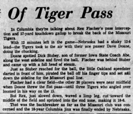 1955 Fischer interception vs Missouri - 