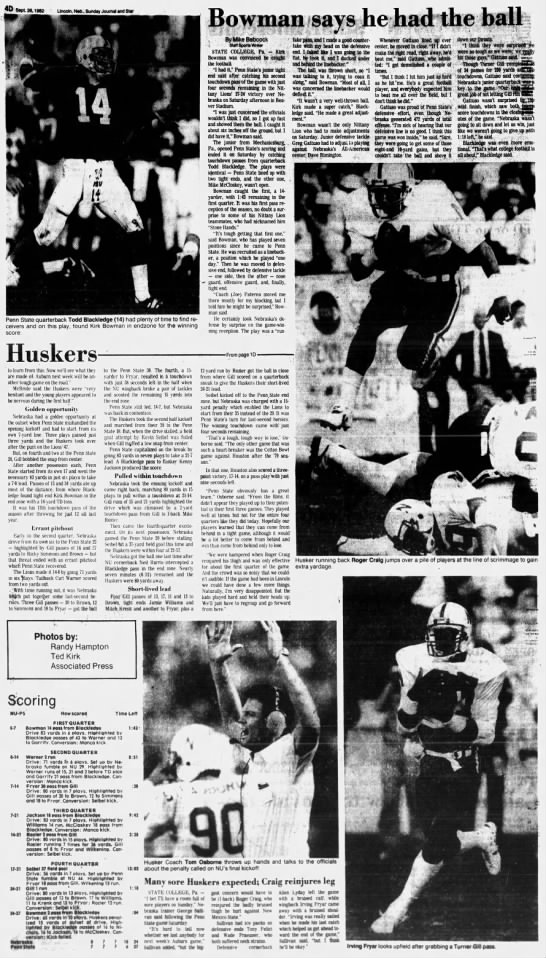 1982 Nebraska-Penn State football, LJS2 - 