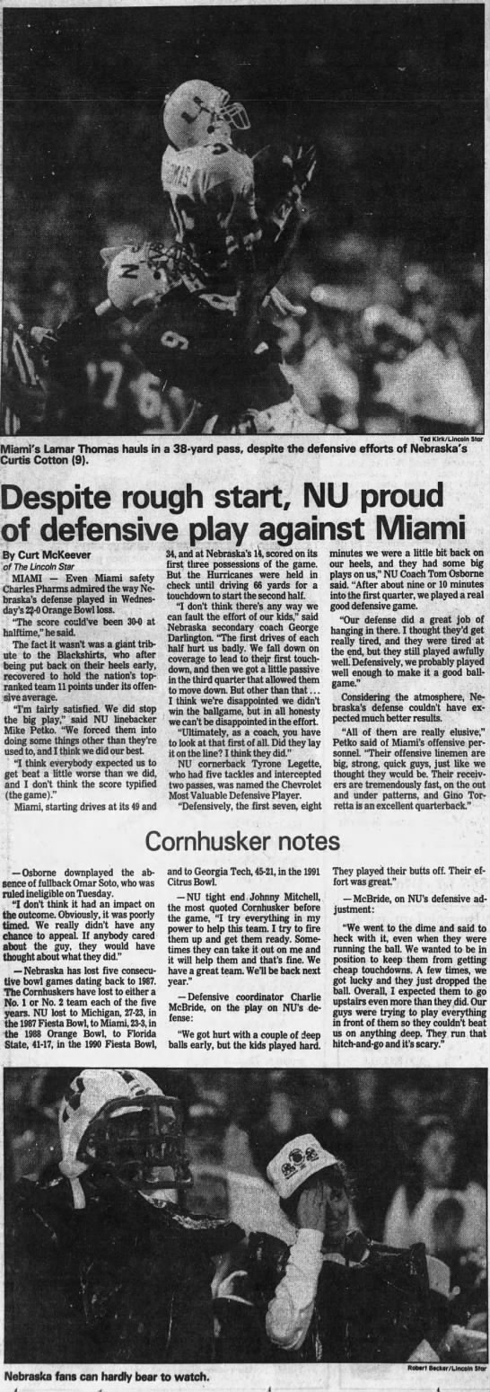 1992 Orange Bowl LJS defense - 