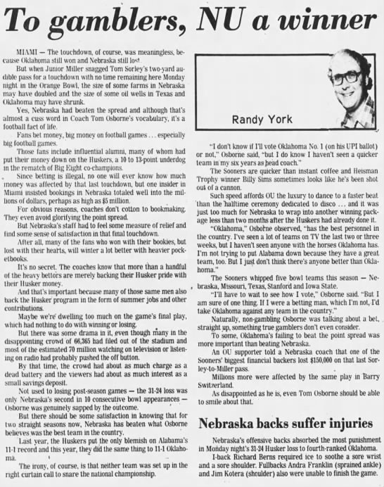 1979 Orange Bowl, Randy York - 