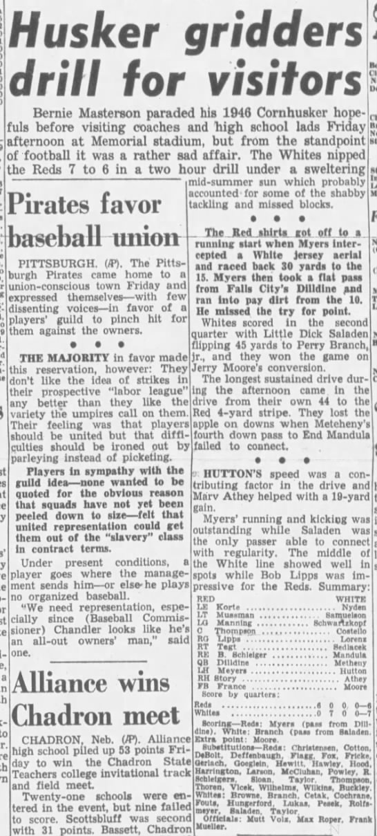 1946 Nebraska spring game Lincoln Journal - 