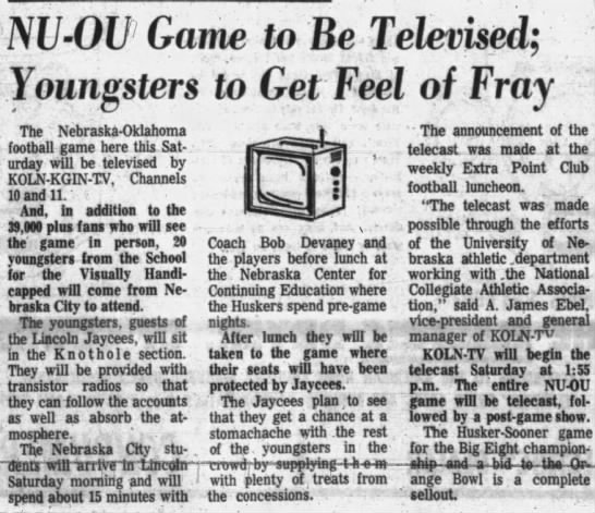 1963 Nebraska-Oklahoma local telecast - 