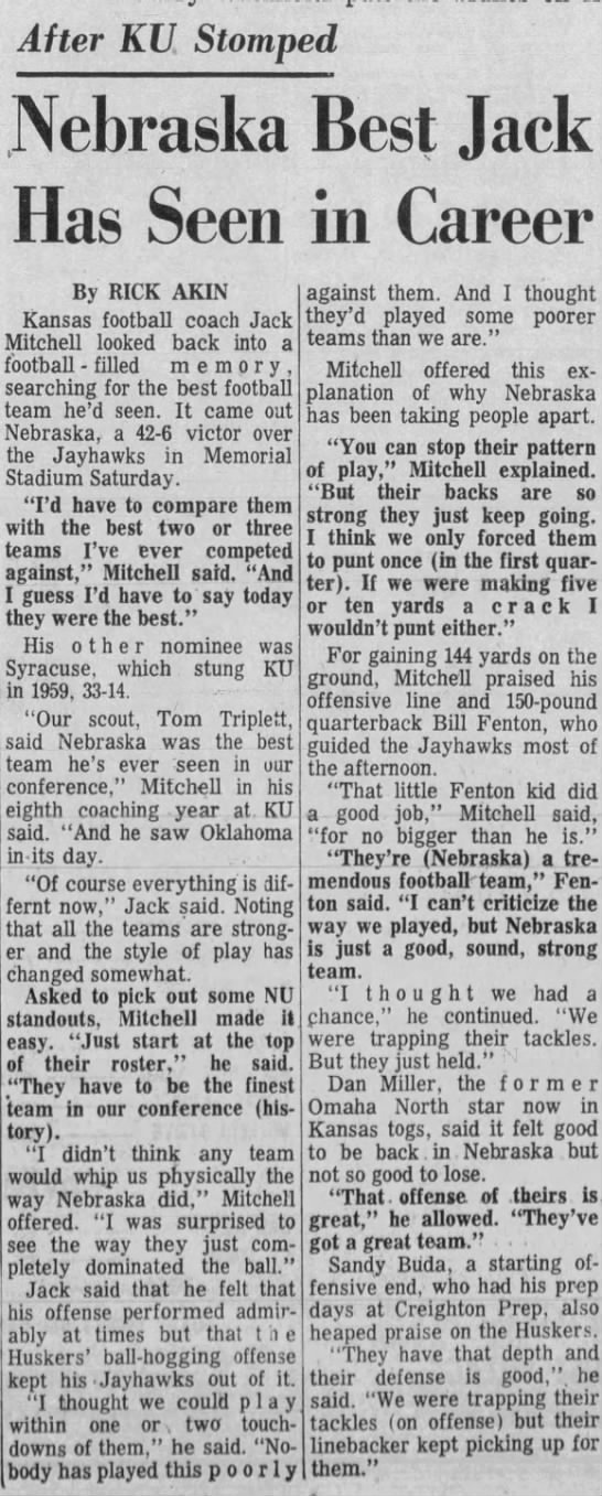 1965 Nebraska-Kansas, LJS Mitchell - 