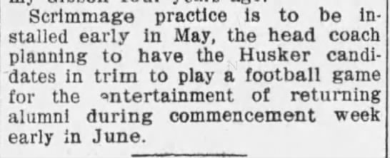 1915 plans for Nebraska spring game - 