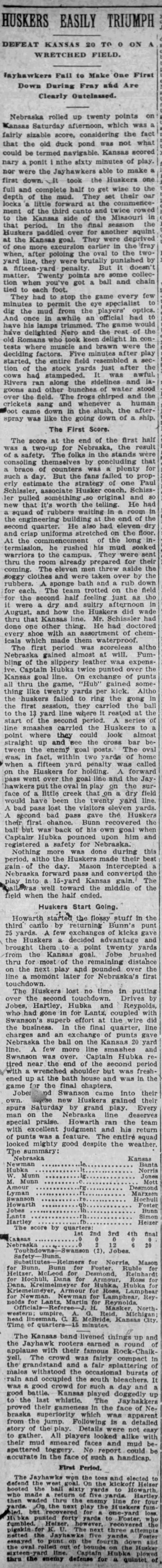 1918 Nebraska-Kansas football Lincoln Journal 1 - 