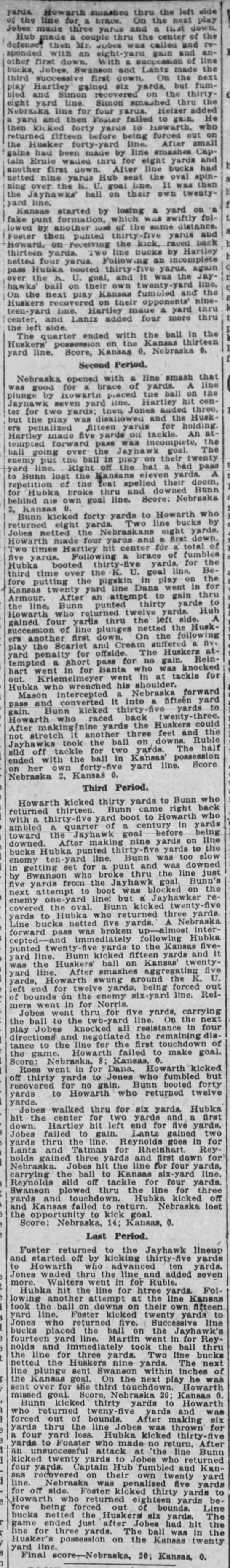 1918 Nebraska-Kansas football, Nebraska State Journal 2 - 