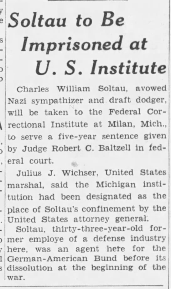 Soltau to be Imprisoned at U.S. Institute - 