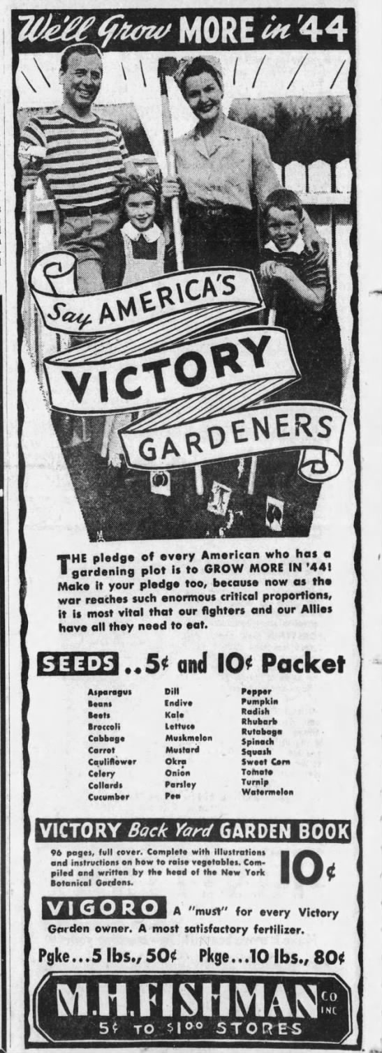 Victory garden seed ad, 1944 - 