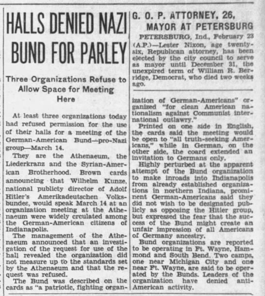 Halls Denied Nazi Bund For Parley - 