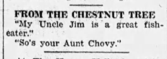 Aunt Chovy pun (1926). - 