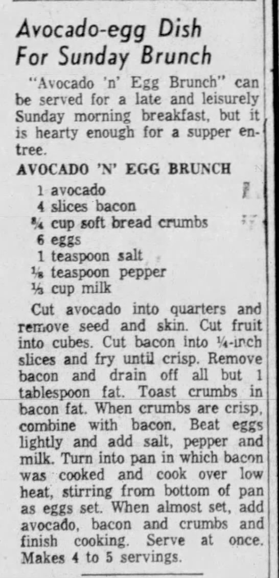 Recipe: Avocado 'N' Egg Brunch (1959) - 