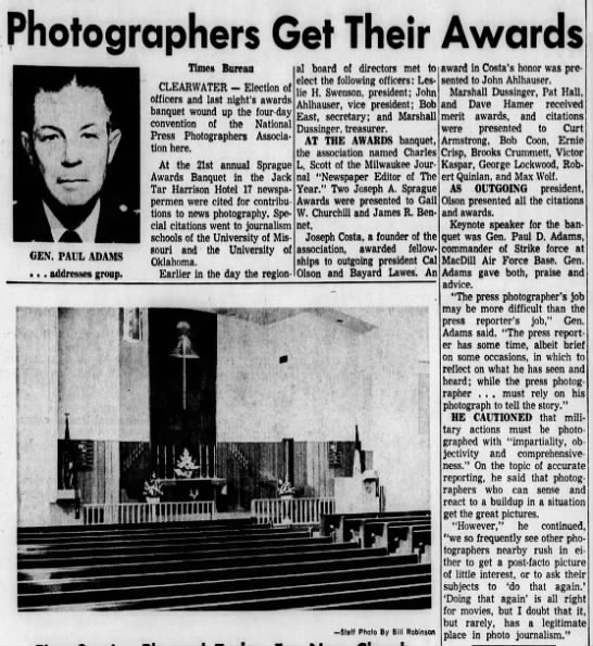 Photographers Get Their Awards, Tampa Bay Times (St. Petersburg, Florida) 26 June 1966, page 9 - 