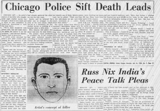 Police Sketch of Nurse Killer - Chicago IL - 16 JULY 1966 - 