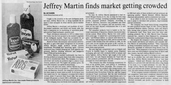 Jefferey Martin (maker of AYDS) sees market decline - 
