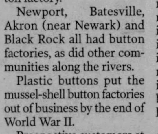 Button factories were a byproduct of the Arkansas pearl rush - 