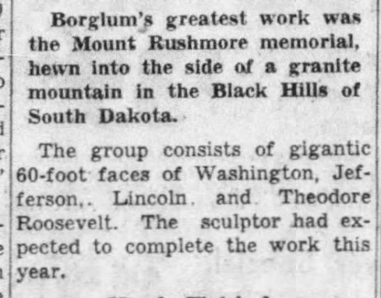 Mount Rushmore was Gutzon Borglum's greatest work - 