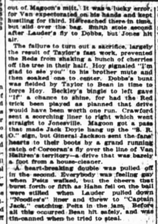 William "Dummy" Hoy vs Luther "Dummy" Taylor, May 16, 1902. Cincinnati Enquirer - 