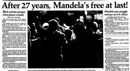 Mandela's Free at Last! February 1990 - 