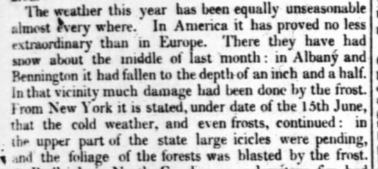 The Times reports on the year without a summer 1816 - 