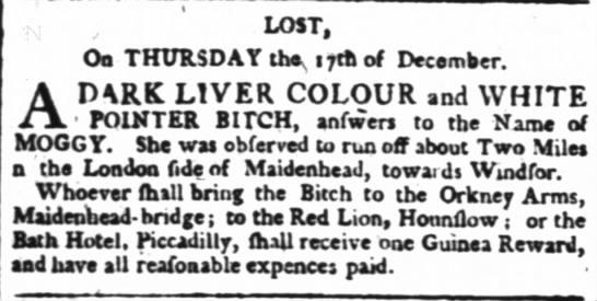 "Lost" The Times (London, England) 19 December 1789, p 1 - 