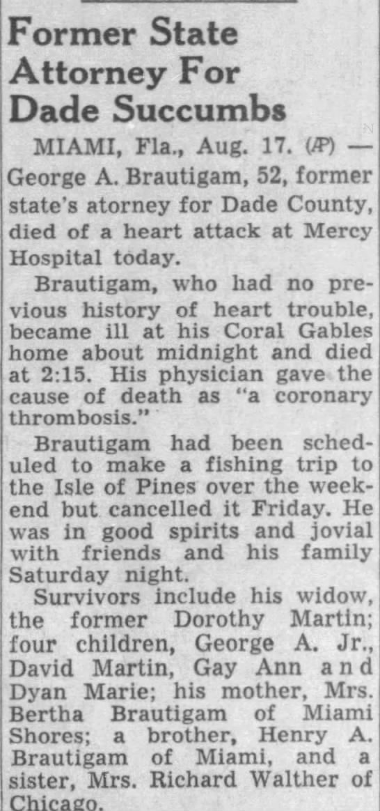 Obituary for George A. Brautigam (Aged 52) - 