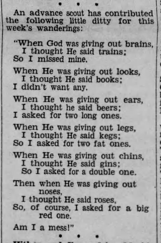 "When God was giving out brains..." (1942). - 