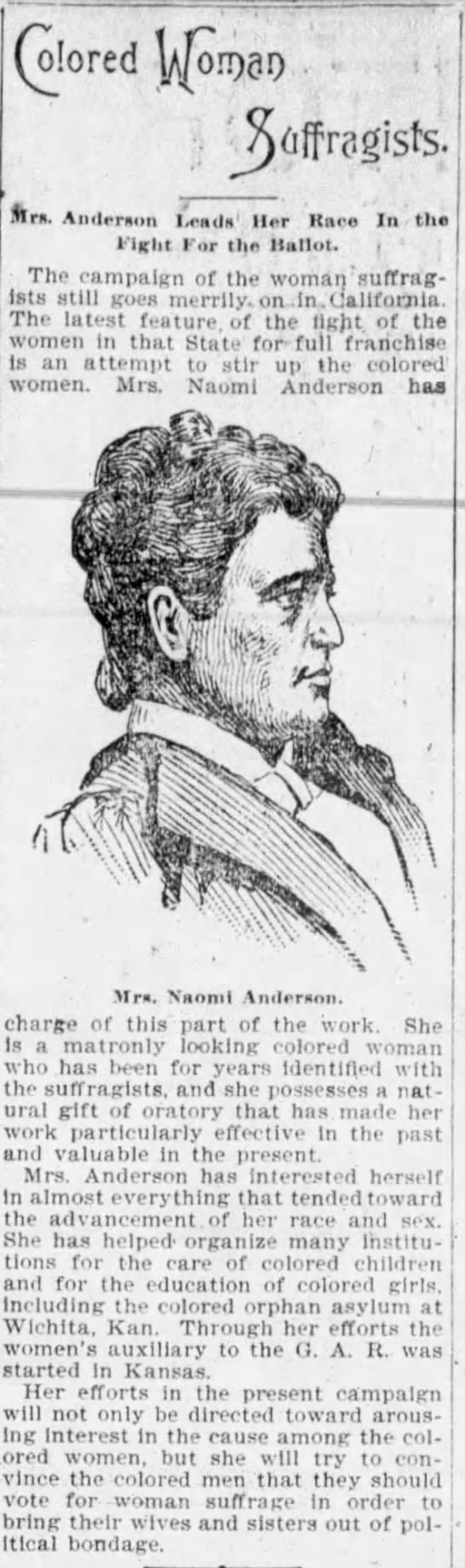 Naomi Anderson Buffalo Ev News 25 August 1896 - 